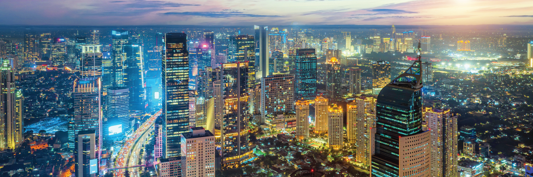 jakarta skyline at dusk